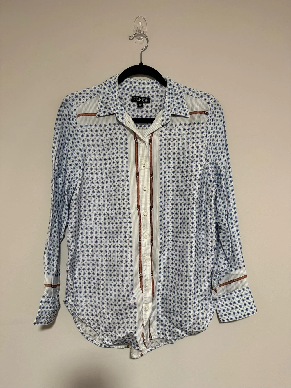 J. Crew Drapey Scarf Print Button Up Shirt Size Small Old Money Preppy Classic